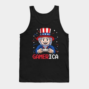 4th of July Uncle Sam Video Gamer Tank Top